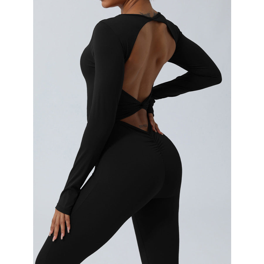 Twisted Backless Long Sleeve Jumpsuit Apparel and Accessories