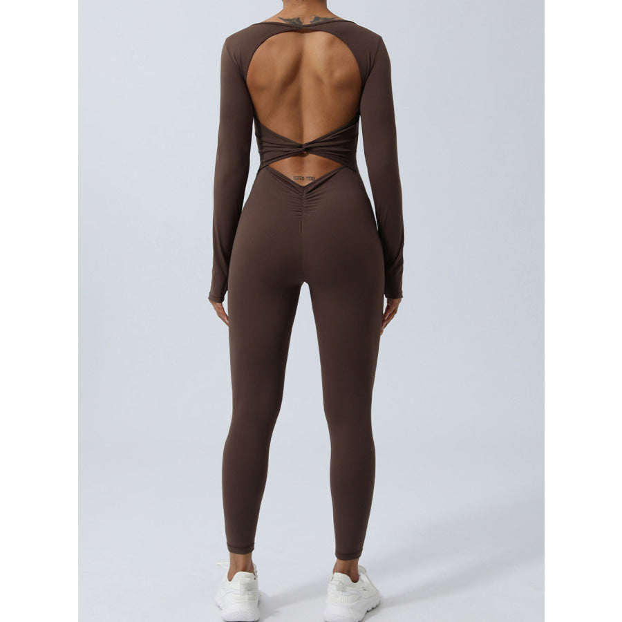 Twisted Backless Long Sleeve Jumpsuit Apparel and Accessories