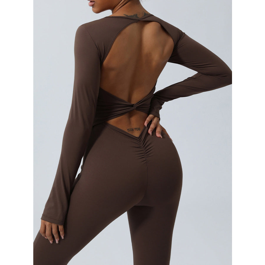 Twisted Backless Long Sleeve Jumpsuit Apparel and Accessories