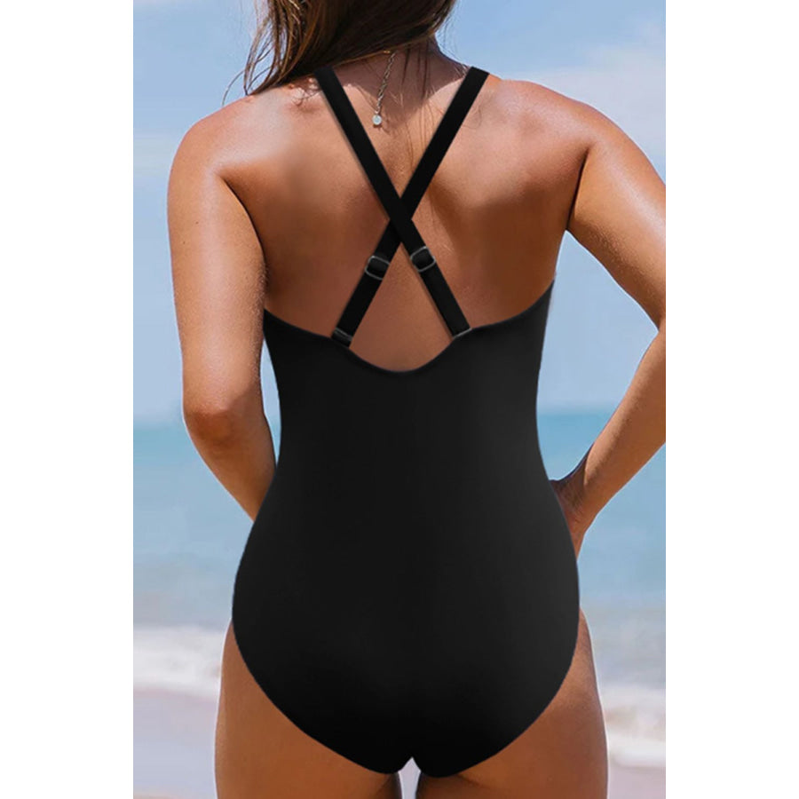 Twisted Crisscross V - Neck One - Piece Swimwear Apparel and Accessories