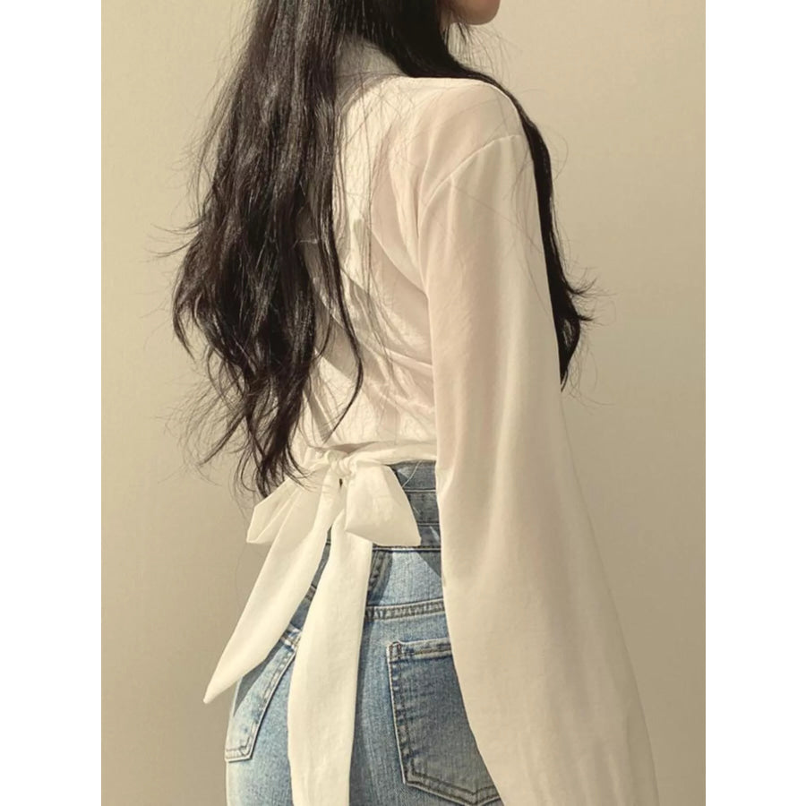 Twisted Front Long Sleeve Shirt Apparel and Accessories