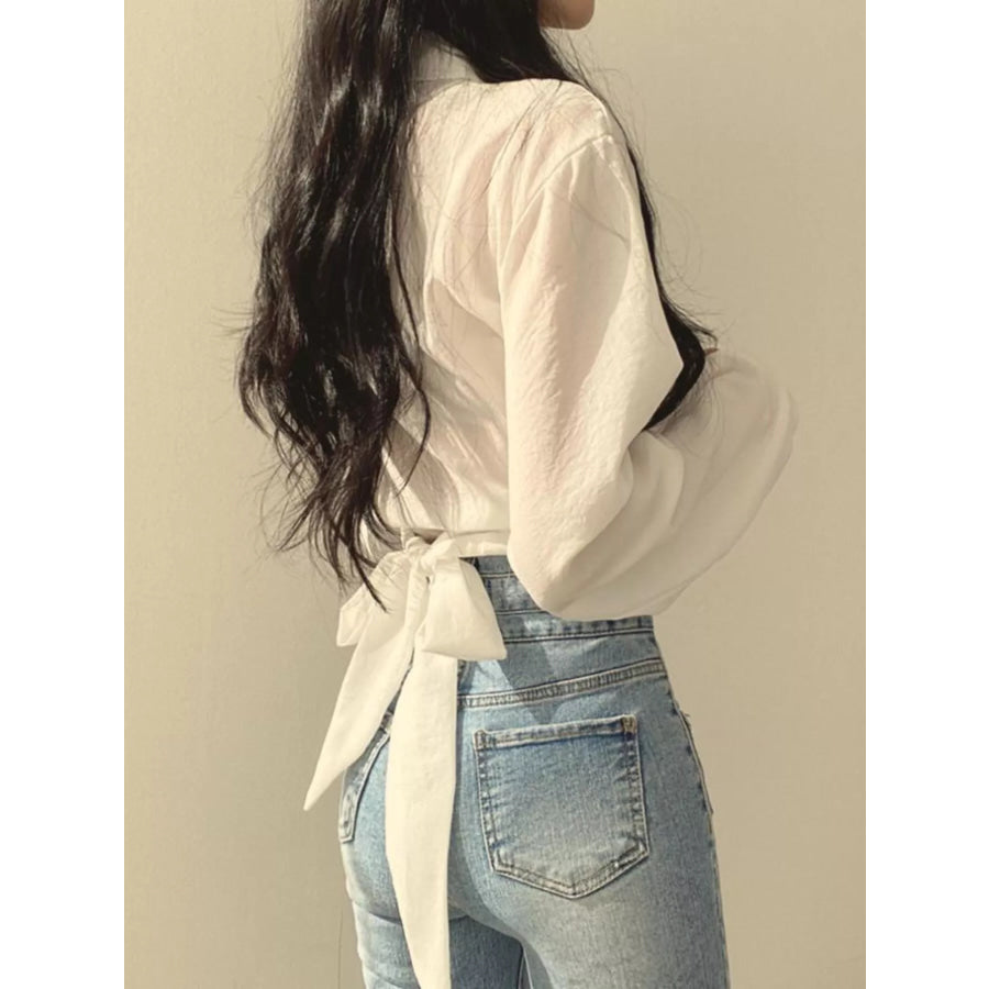Twisted Front Long Sleeve Shirt Apparel and Accessories