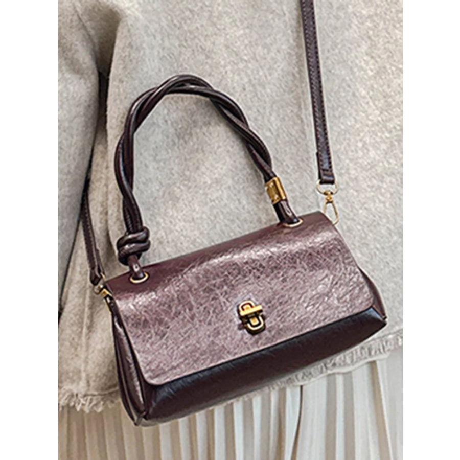 Twisted Handle Flap Crossbody Bag Apparel and Accessories