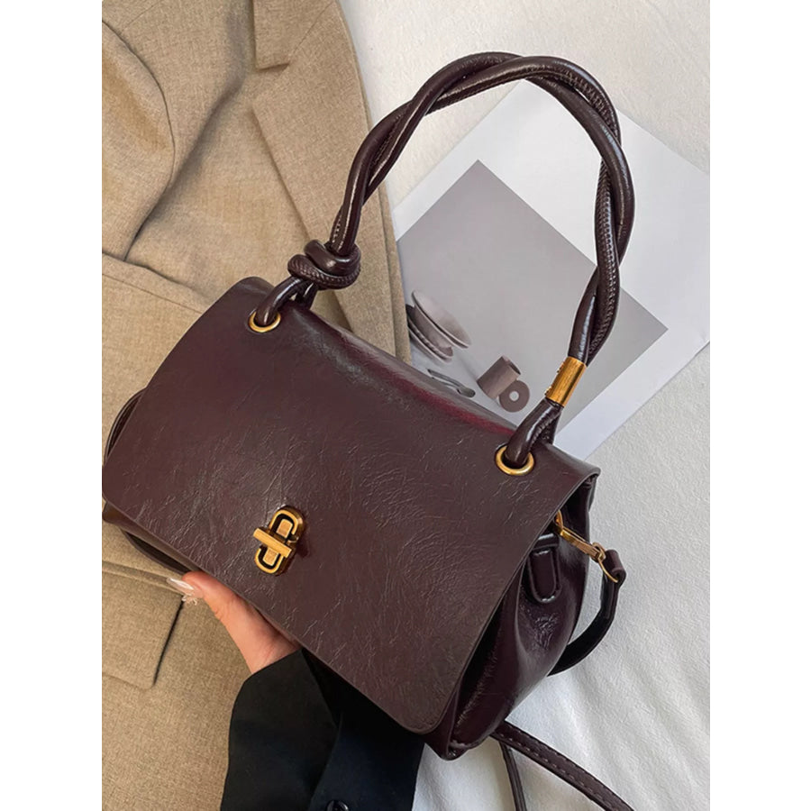 Twisted Handle Flap Crossbody Bag Apparel and Accessories
