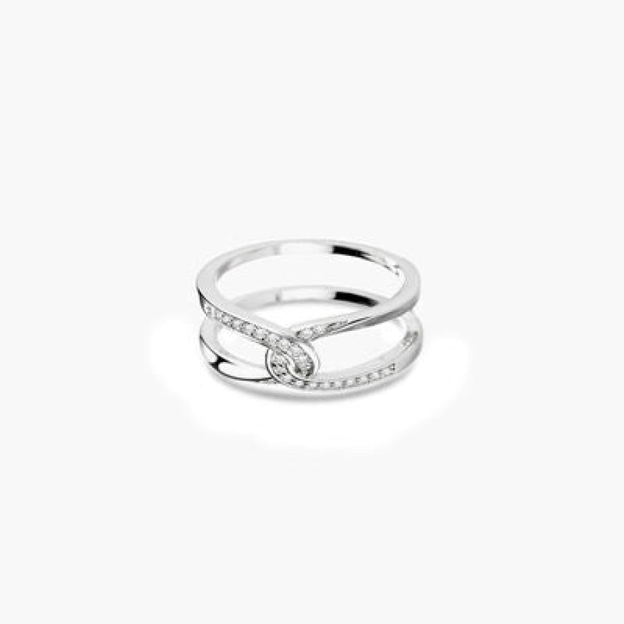 Twisted Inlaid Zircon Double-layered Ring Apparel and Accessories