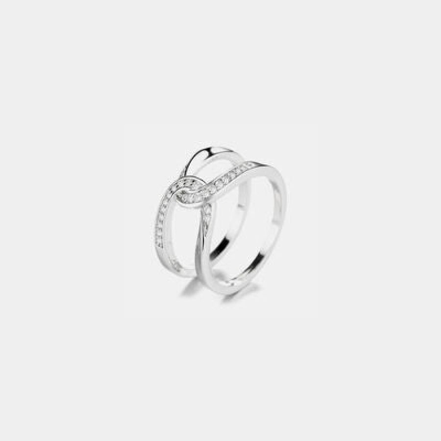 Twisted Inlaid Zircon Double-layered Ring Silver / 5 Apparel and Accessories