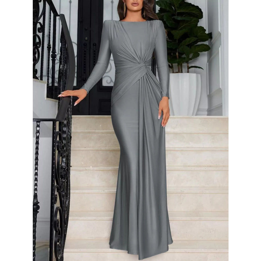 Twisted Long Sleeve Maxi Dress Apparel and Accessories