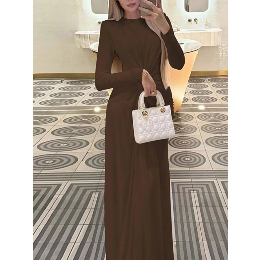 Twisted Long Sleeve Maxi Dress Apparel and Accessories