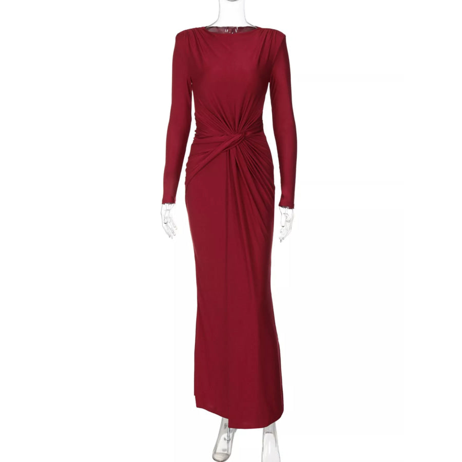 Twisted Long Sleeve Maxi Dress Apparel and Accessories