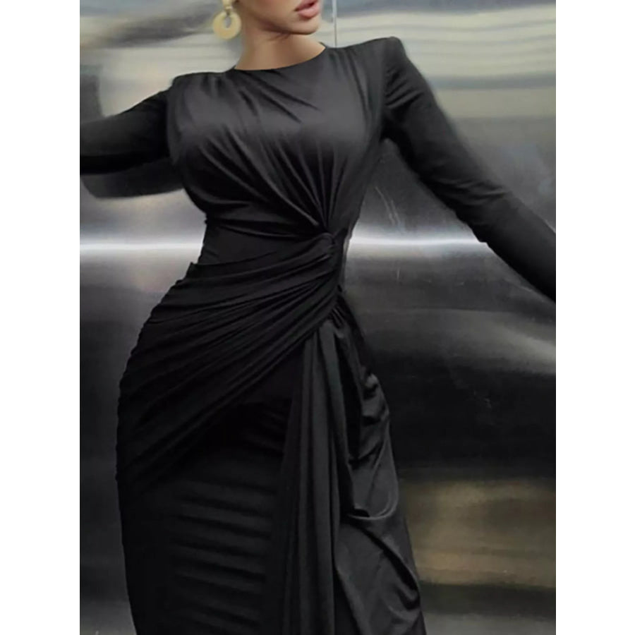 Twisted Long Sleeve Maxi Dress Apparel and Accessories
