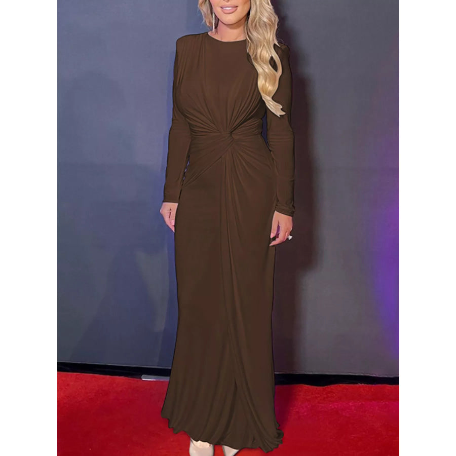 Twisted Long Sleeve Maxi Dress Apparel and Accessories