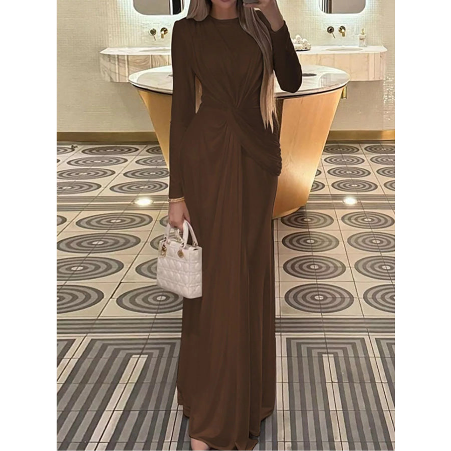 Twisted Long Sleeve Maxi Dress Apparel and Accessories