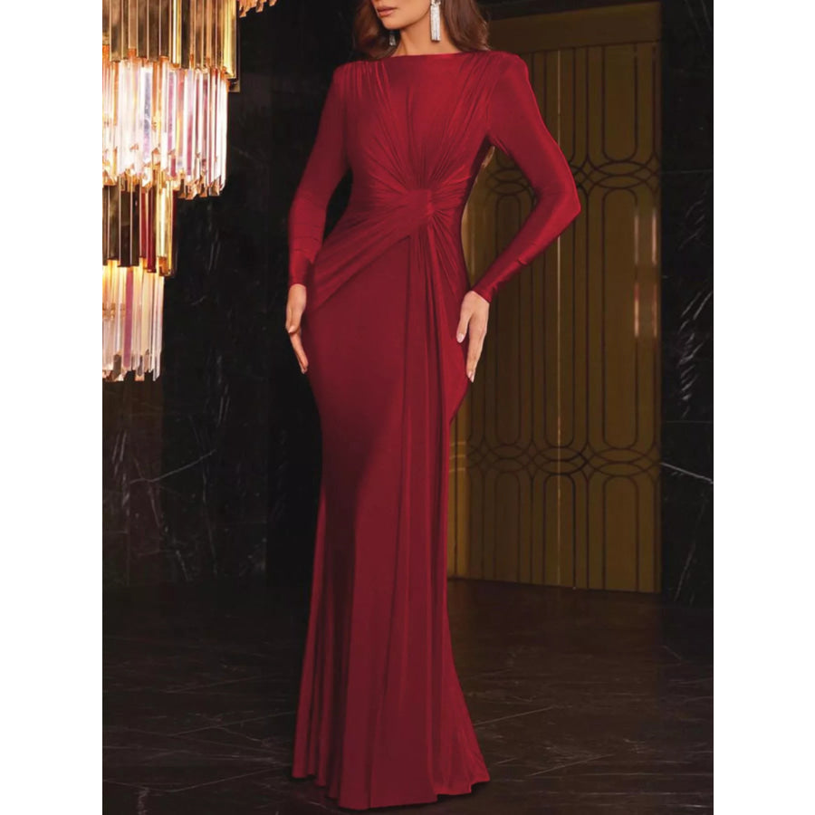 Twisted Long Sleeve Maxi Dress Apparel and Accessories