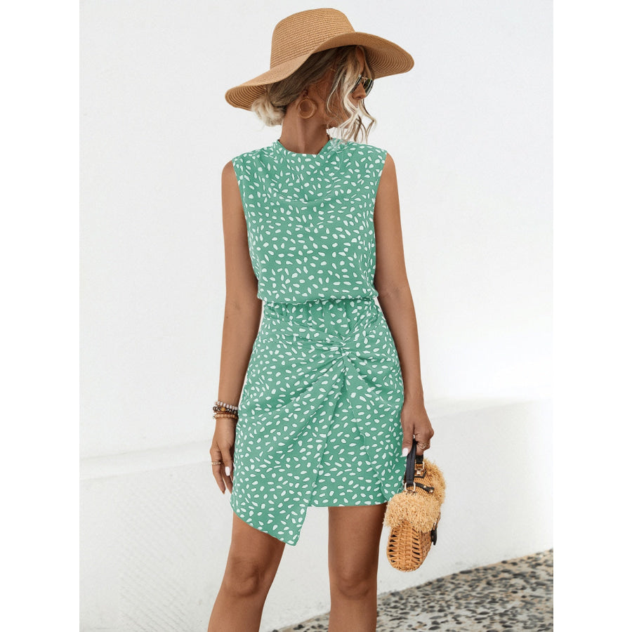 Twisted Printed Sleeveless Mini Dress Apparel and Accessories