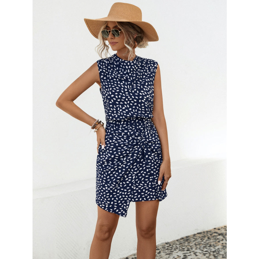 Twisted Printed Sleeveless Mini Dress Apparel and Accessories