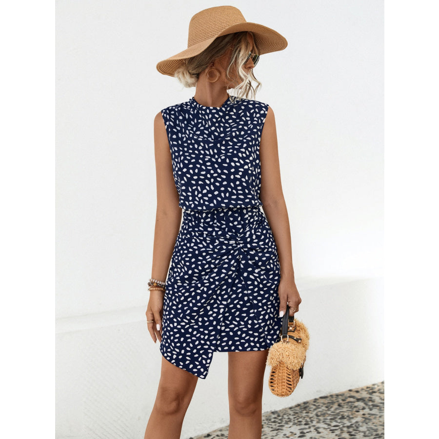 Twisted Printed Sleeveless Mini Dress Apparel and Accessories