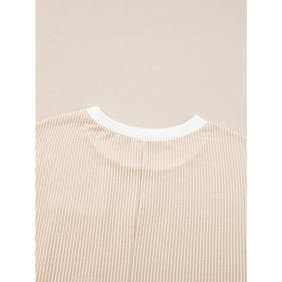 Twisted Ribbed Color Block Trim T Shirt Shift Dress Apparel and Accessories