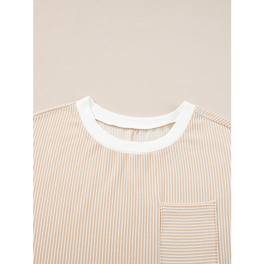 Twisted Ribbed Color Block Trim T Shirt Shift Dress Apparel and Accessories