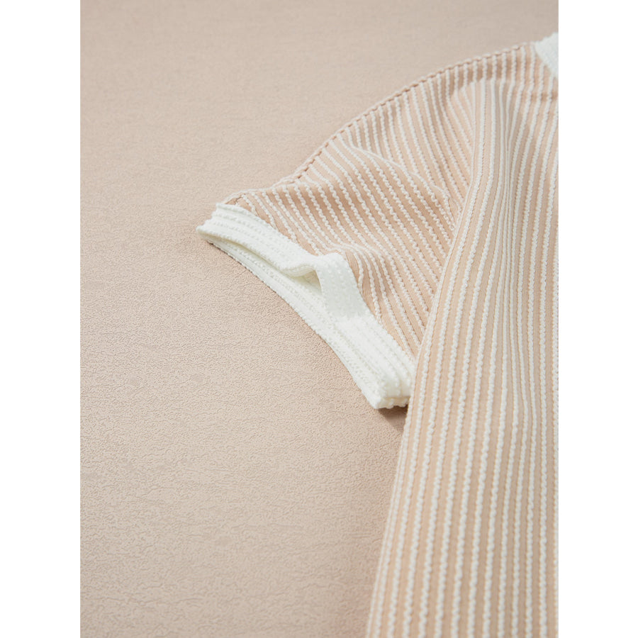 Twisted Ribbed Color Block Trim T Shirt Shift Dress Apparel and Accessories