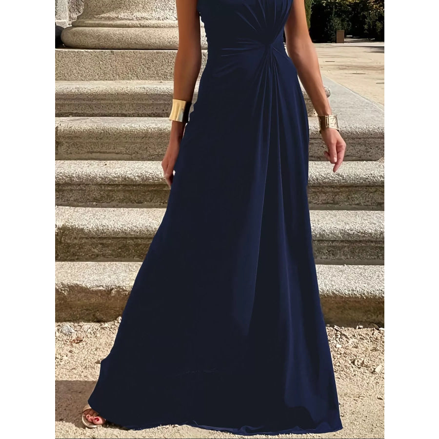 Twisted Round Neck Sleeveless Maxi Dress Apparel and Accessories