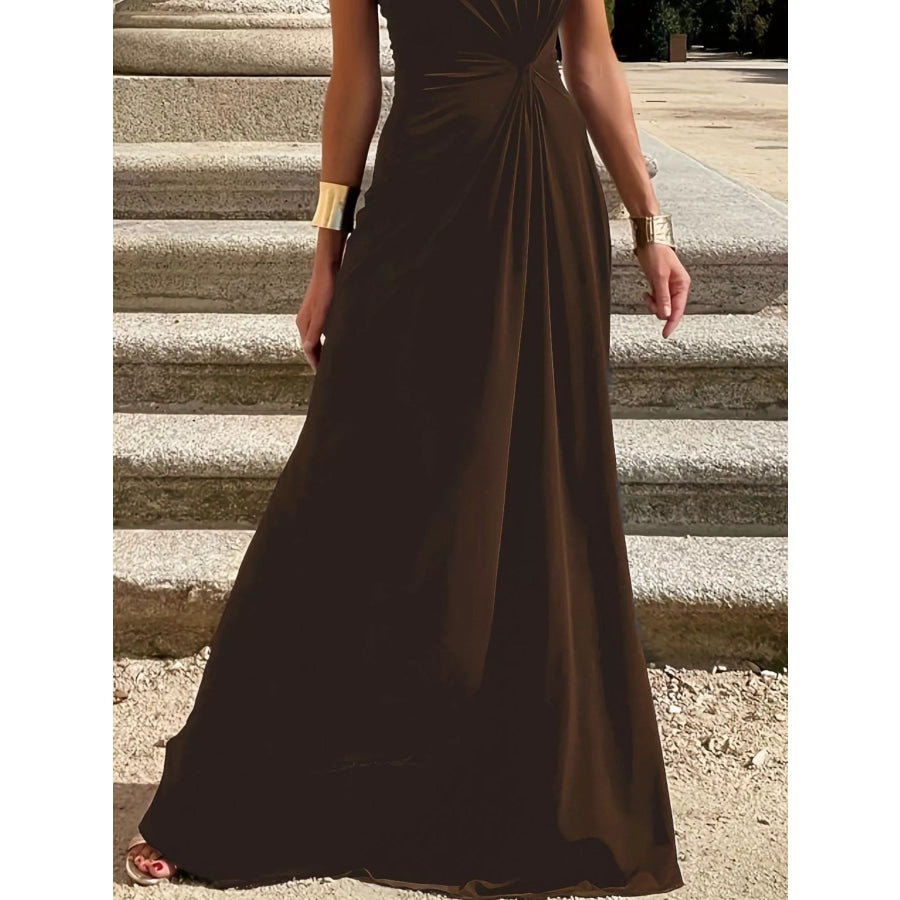 Twisted Round Neck Sleeveless Maxi Dress Apparel and Accessories