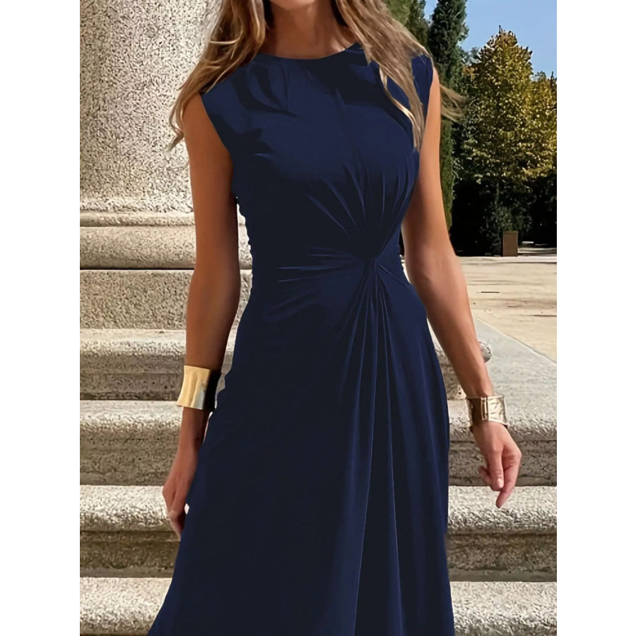 Twisted Round Neck Sleeveless Maxi Dress Apparel and Accessories