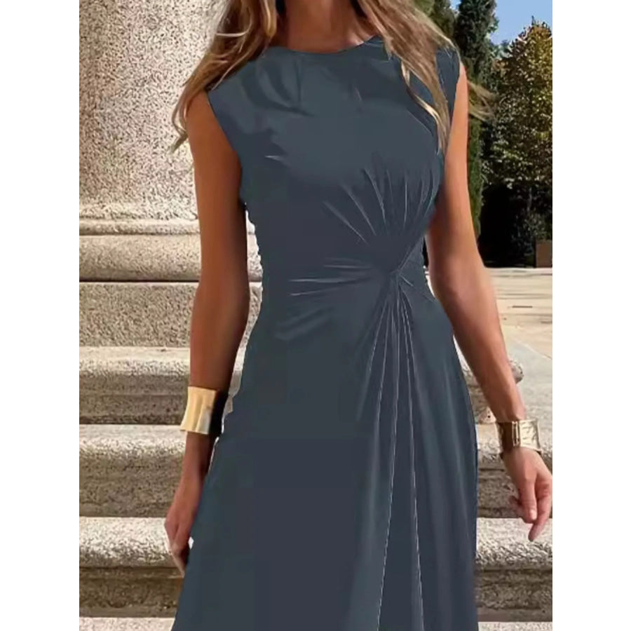 Twisted Round Neck Sleeveless Maxi Dress Apparel and Accessories