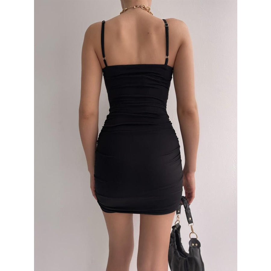 Twisted Ruched Spaghetti Strap Dress Apparel and Accessories