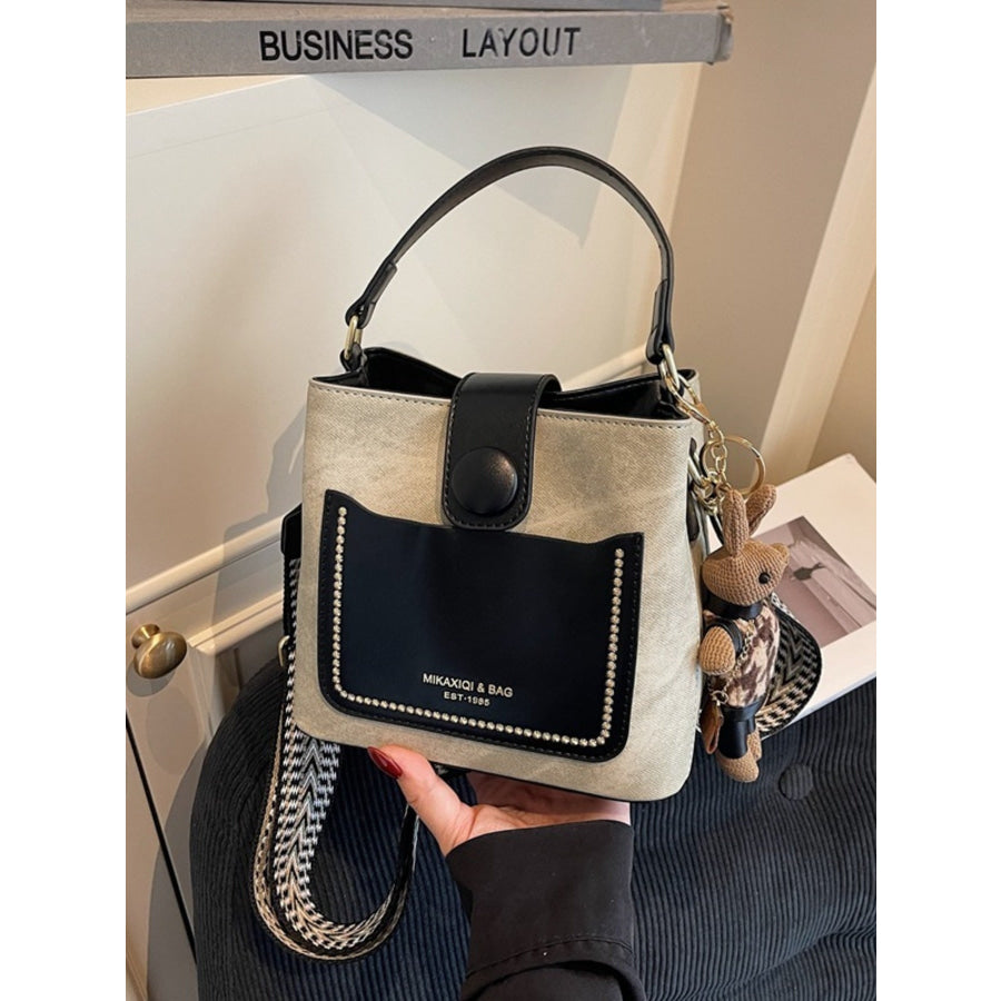Two-Tone Bucket Crossbody Bag Black / One Size Apparel and Accessories