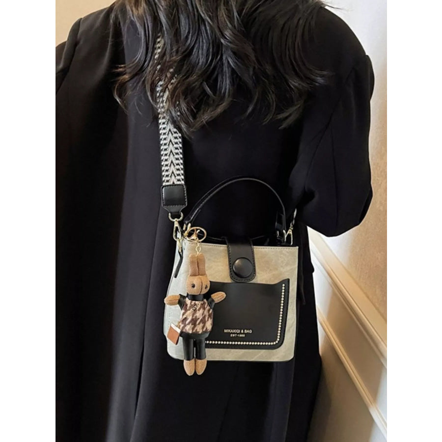 Two-Tone Bucket Crossbody Bag Black / One Size Apparel and Accessories