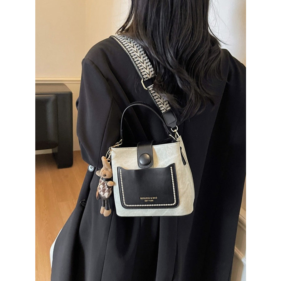 Two-Tone Bucket Crossbody Bag Black / One Size Apparel and Accessories