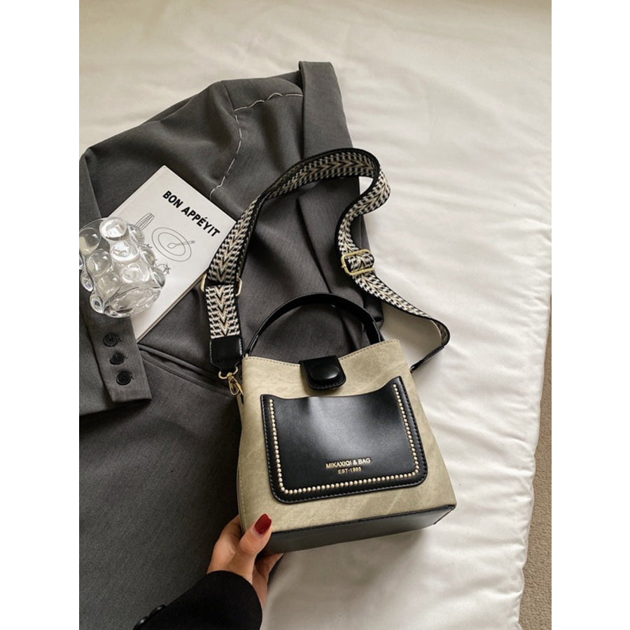 Two-Tone Bucket Crossbody Bag Black / One Size Apparel and Accessories