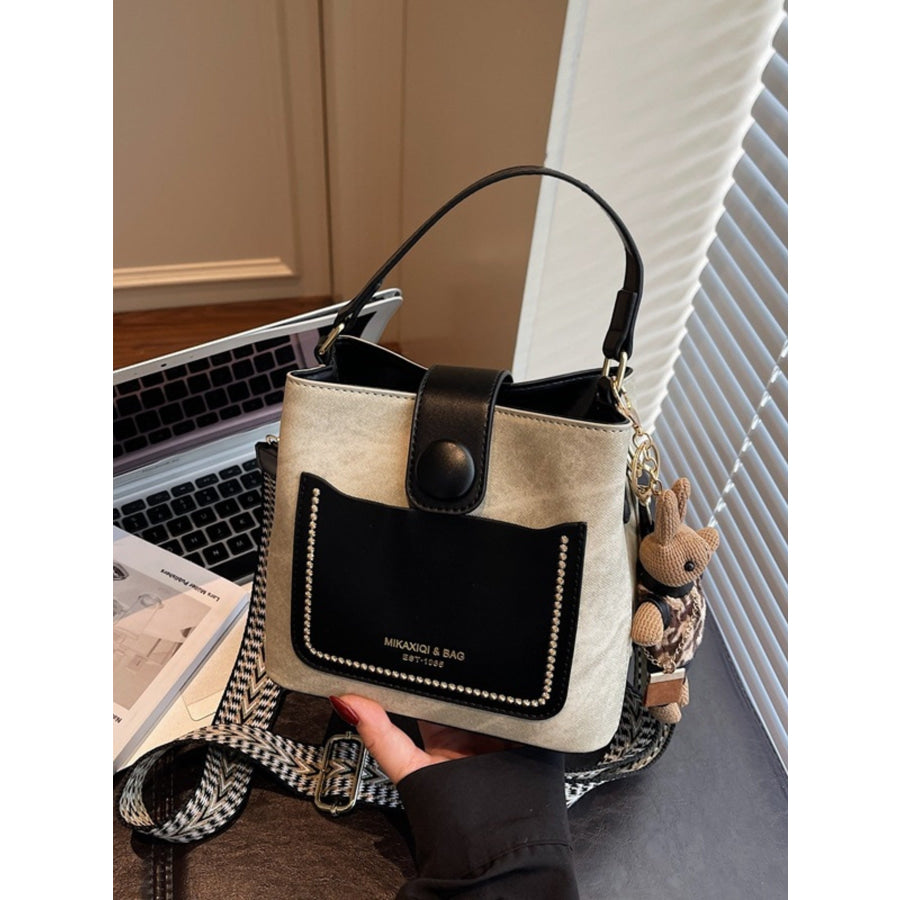 Two-Tone Bucket Crossbody Bag Black / One Size Apparel and Accessories