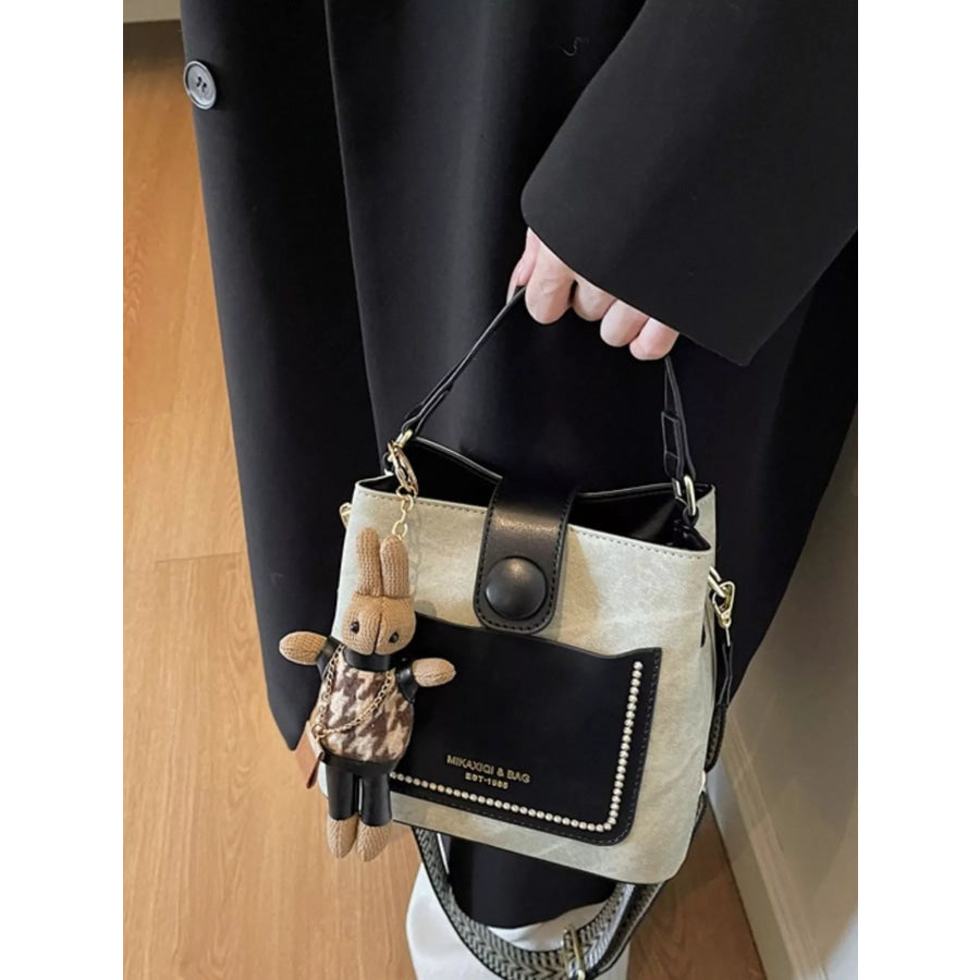 Two-Tone Bucket Crossbody Bag Black / One Size Apparel and Accessories