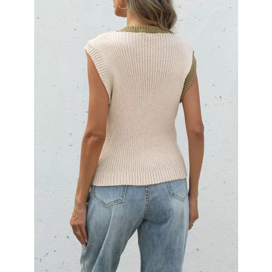Two-Tone Button Up Cardigan Apparel and Accessories