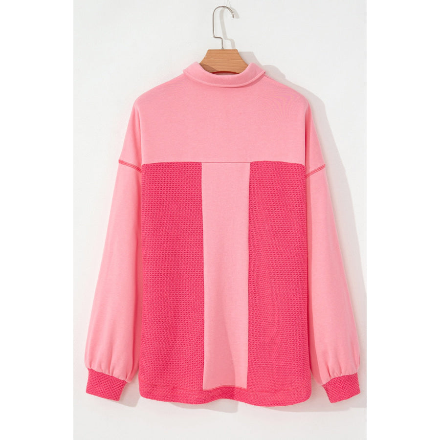 Two Tone Button Up Drop Shoulder Shacket Apparel and Accessories