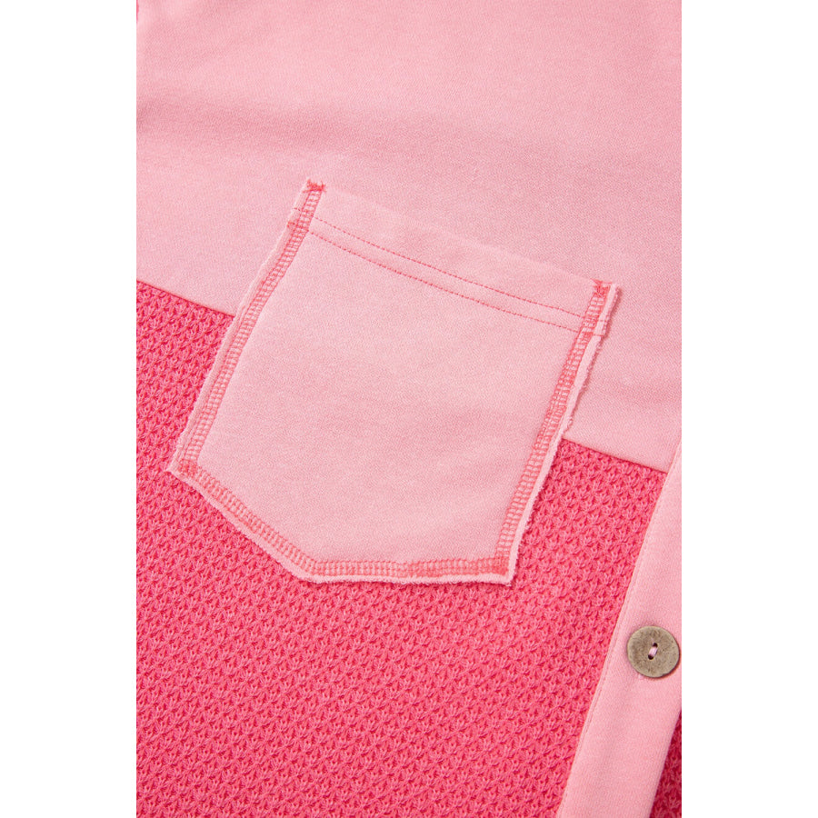 Two Tone Button Up Drop Shoulder Shacket Apparel and Accessories