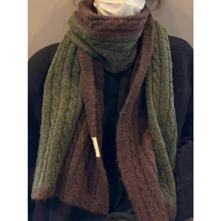 Two Tone Cable knit Warm Scarf Apparel and Accessories