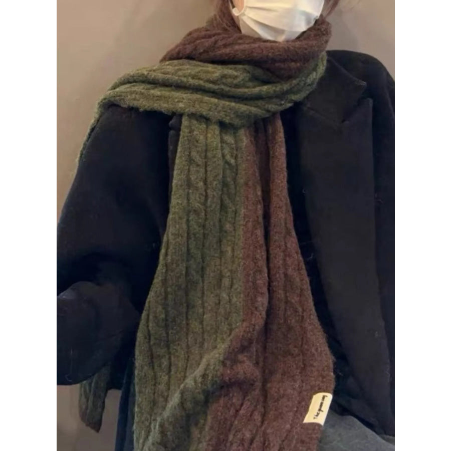 Two Tone Cable knit Warm Scarf Apparel and Accessories
