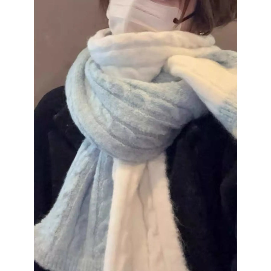 Two Tone Cable knit Warm Scarf Apparel and Accessories