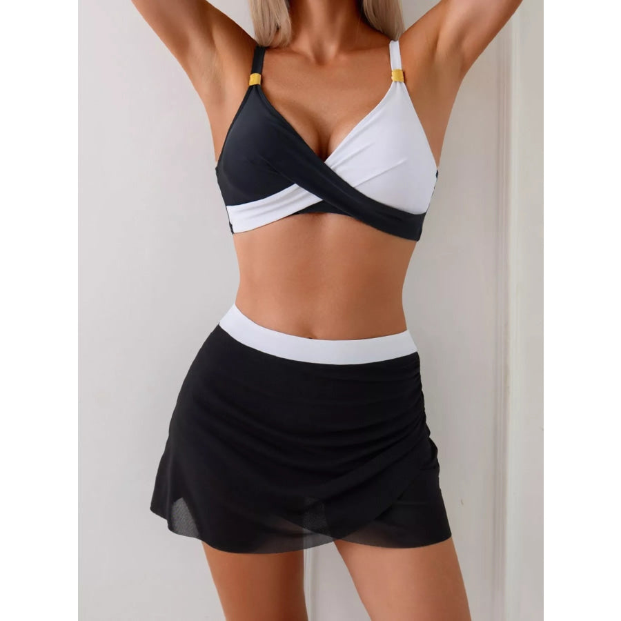 Two Tone Cami and Skort Swim Set Apparel and Accessories