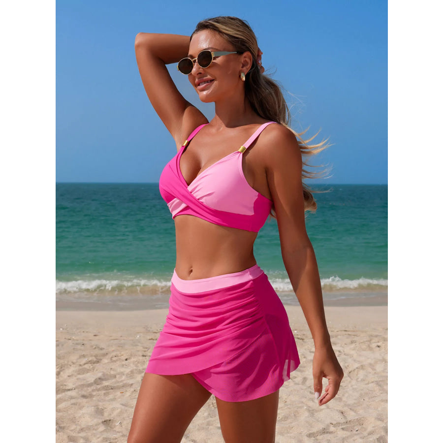 Two Tone Cami and Skort Swim Set Apparel and Accessories