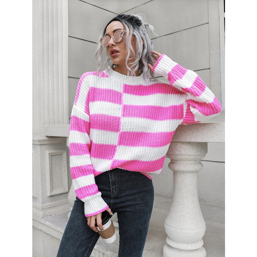 Two-Tone Dropped Shoulder Sweater