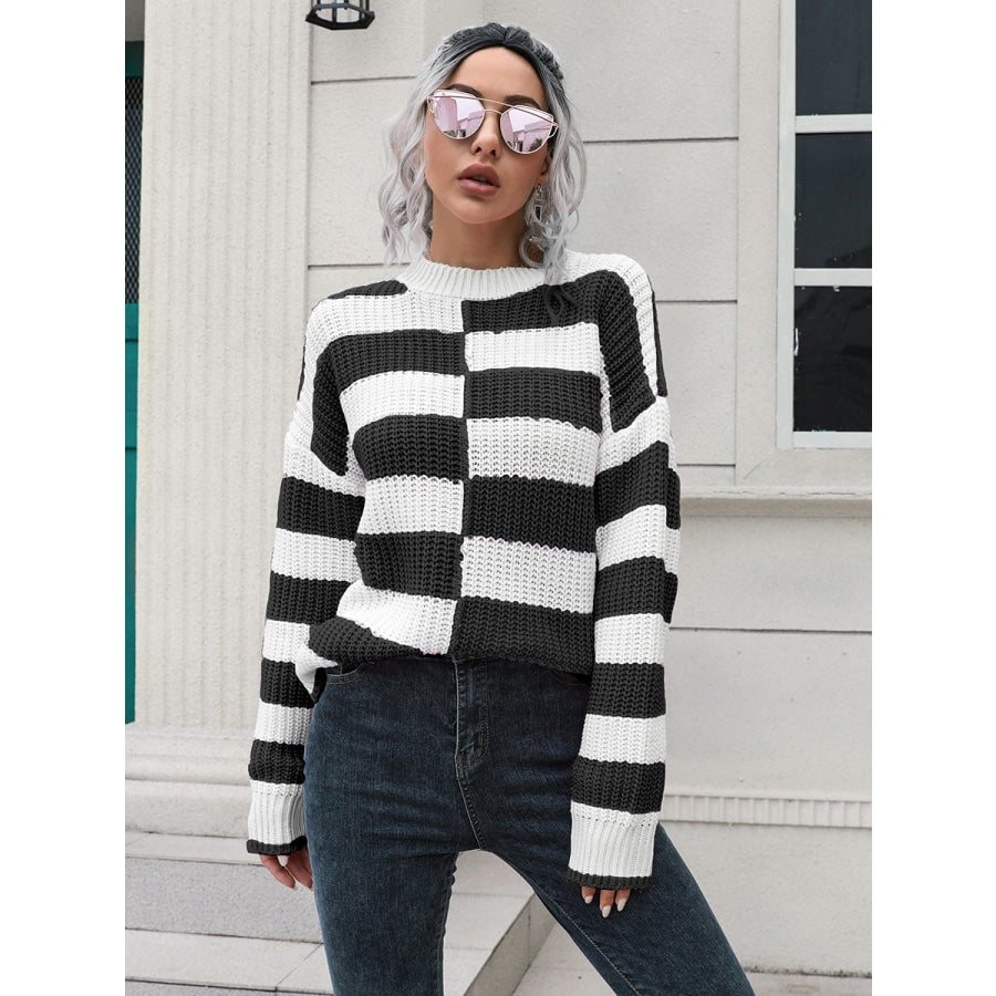 Two-Tone Dropped Shoulder Sweater