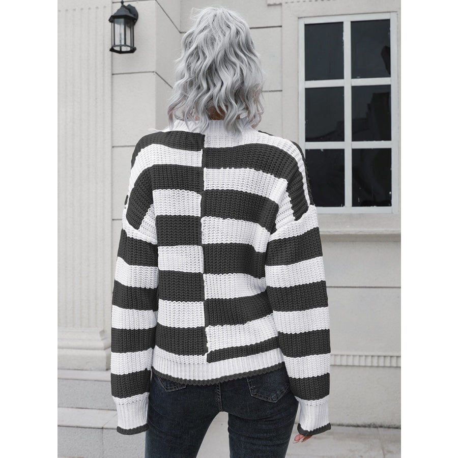 Two-Tone Dropped Shoulder Sweater