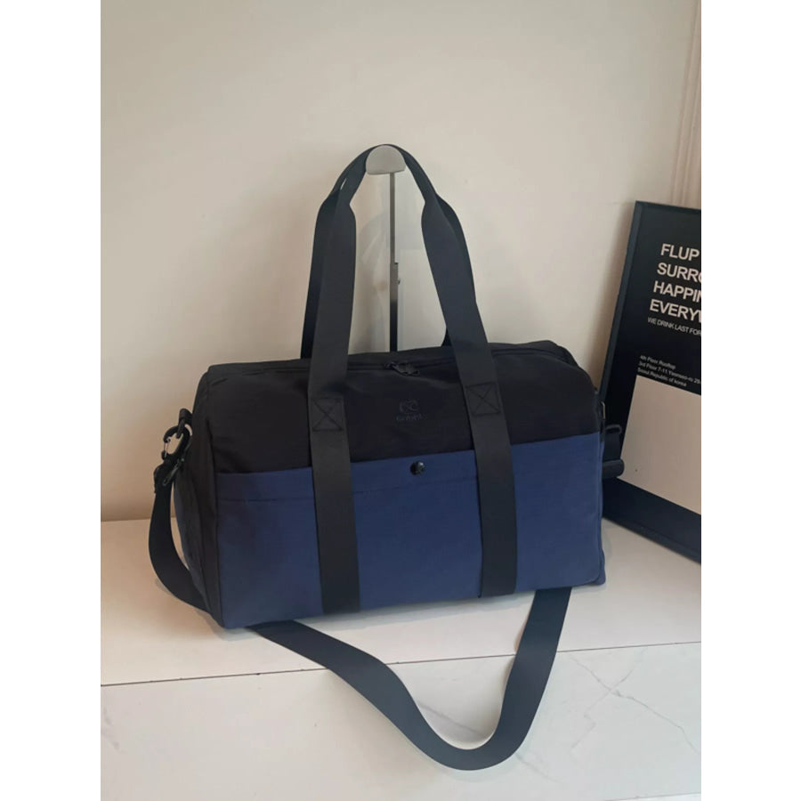 Two-Tone Duffle Bag Black With Blue / onesize Apparel and Accessories