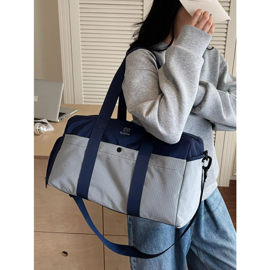 Two-Tone Duffle Bag Gray With Blue / onesize Apparel and Accessories