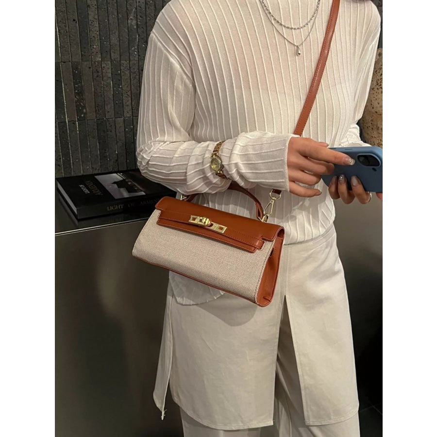 Two-Tone Flap Crossbody Bag Brown / One Size Apparel and Accessories