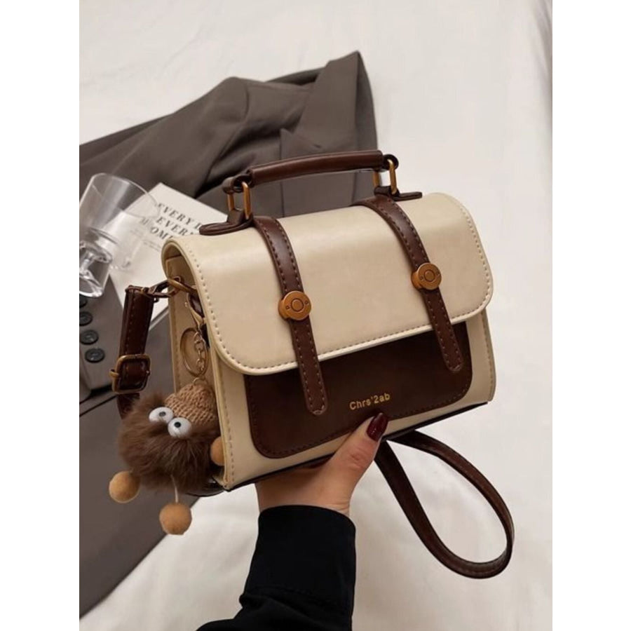Two-Tone Flap Crossbody Bag Brown / One Size Apparel and Accessories