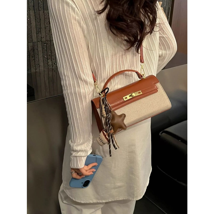 Two-Tone Flap Crossbody Bag Brown / One Size Apparel and Accessories